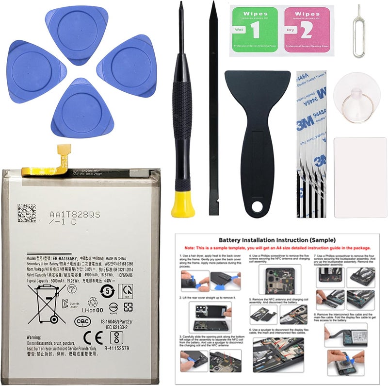 MAXSHARKS New Upgraded Battery for Galaxy A13 5G, EB-BA136ABY Replacement Battery Compatible with Samsung Galaxy A13 5G, with Repair Tools & Instruction - Image 1
